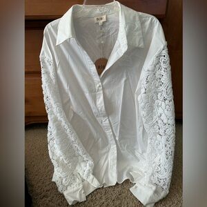 BIBI BUTTON DOWN FANCY SLEEVE